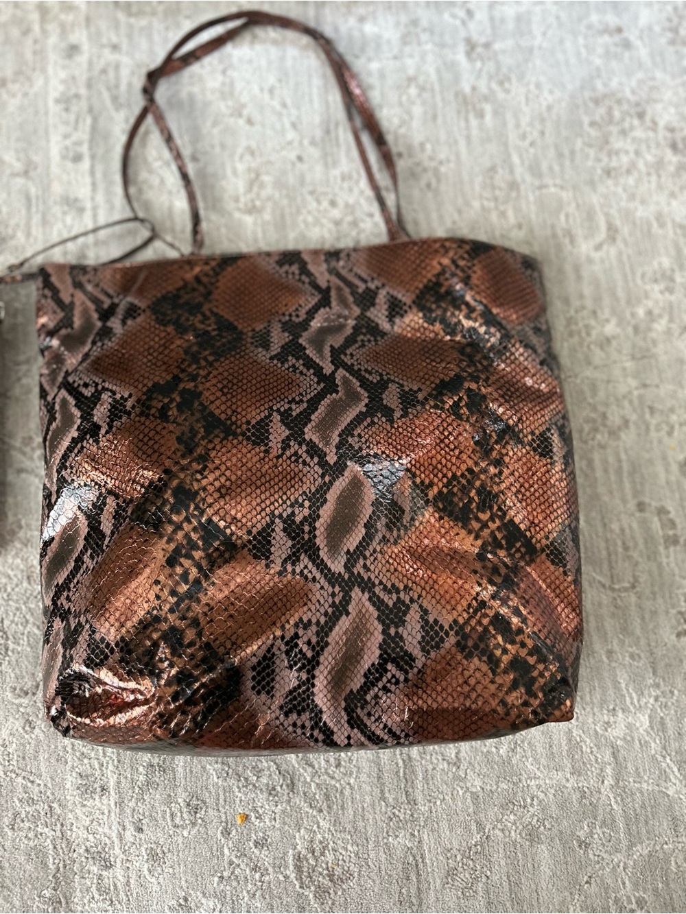 NWOT Chi By Falchi Women’s Two Piece Shoulder Bag Snakeskin Metallic Copper Chic